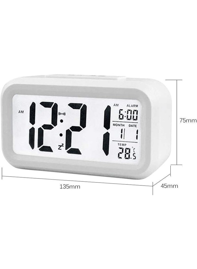 Beauenty Smart Digital Alarm Clock with Date and Temperature Snooze Button on Top Battery Operated Rectangle Desk Clock with Night Light for Bedroom Kids Children Girls Boys - Image 2